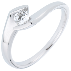 Solitaire Ring Precious Nest - Set Shoulders - Summer evening - white gold - 0.22 carat diamond - 9 carats
