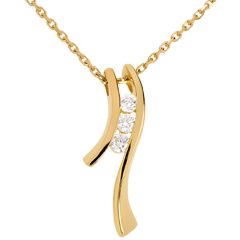 Trilogy Necklace Precious Nest - Dynamic aerial - white gold - 3 diamonds - 9 carats