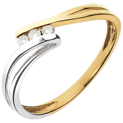 Anillo Trilogía Nido Precioso - Escarcha - oro amarillo y oro blanco 18 quilates - diamentes 0.07 quilates