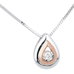 Collar Una Lágrima de Antílope - oro blanco y oro rosa 18 quilates y diamante