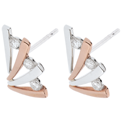 Orecchini Ombrée variazione - Oro rosa e Oro bianco - 18 carati - 6 Diamanti - 0.24 carati
