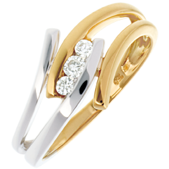 Trilogia Nido Prezioso -Arabesco - Oro giallo e Oro bianco - 18 carati - 3 Diamanti