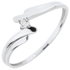 Solitario Nido Prezioso - Cigno - Oro bianco - 18 carati - Diamante 