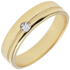 Obrączka Olimpia z diamentem - Średni model - złoto żółte 18-karatowe