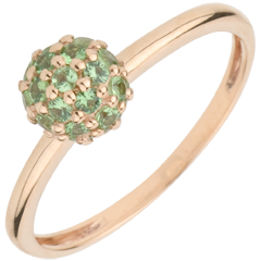 Bague Oiseau de Paradis - boule - or rose 9 carats et tsavorite