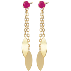 Boucles d'oreilles Sakari - rubis - or jaune 9 carats