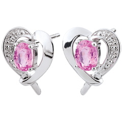 Boucles d'oreilles Coeurs Fraisier - or blanc 9 carats