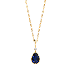 Collier Azuréna – Or jaune 9 carats, saphir et diamant synthétiques