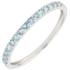 Bague Oiseau de Paradis - un rang - or blanc 9 carats et topaze bleue