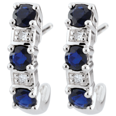 Boucles d'oreilles créoles Clarisse - saphirs or blanc 9 carats