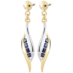 Boucles d'oreilles Daniella - saphirs - or blanc et or jaune 9 carats