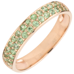 Bague Oiseau de Paradis - deux rangs - or rose 9 carats et tsavorite