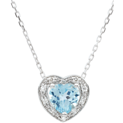 Collier Coeur Enchantement - topaze bleue - or blanc 9 carats