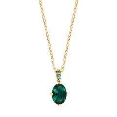 Collier Emeralda – Or jaune 9 carats et émeraudes synthétiques