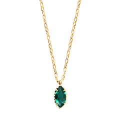 Collier Daphné – Or jaune 9 carats, émeraude synthétique
