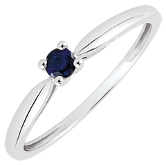 Bague de fiançailles Solitaire roseau - saphir 0.1 carat - or blanc 18 carats