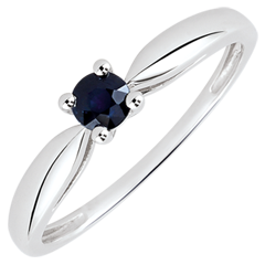 Bague de fiançailles Solitaire roseau - saphir 0.24 carat - or blanc 18 carats