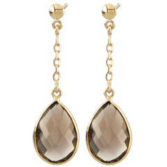 Boucles d'oreilles Narcisse - quartz fumé - or jaune 9 carats