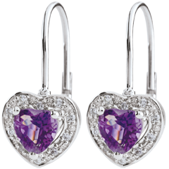 Boucles d'oreilles Coeur Enchantement - améthyste - or blanc 9 carats
