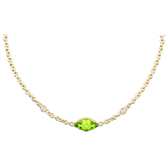 Collier Regard d'Orient - péridot et diamants - or jaune 9 carats