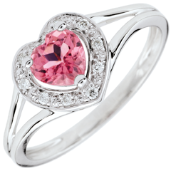 Bague Coeur Enchantement - tourmaline rose - or blanc 9 carats