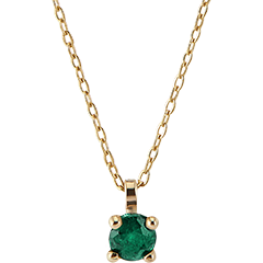 Collier Oiseau de Paradis - Solitaire émeraude - or jaune 18 carats