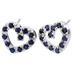 Boucles d'oreilles Coeur en fête - Saphirs - or blanc 9 carats