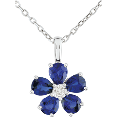 Pendentif Maria Flora - saphirs - or blanc 9 carats