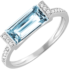 Bird of Paradise ring - Enchanted - 9 carat white gold, topaz and diamonds