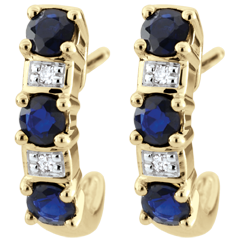 Boucles d'oreilles créoles Clarisse - saphirs or jaune 9 carats