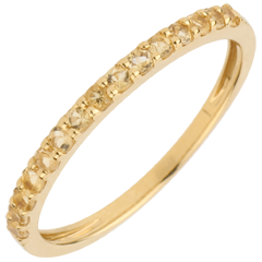 Ring Bird of Paradise - one line - yellow gold and yellow citrine