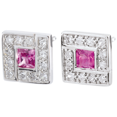 Boucles d'oreilles Suki Rose - saphirs roses - or blanc 9 carats