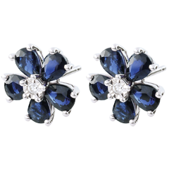Boucles d'oreilles Maria Flora - saphirs - or blanc 9 carats