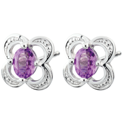 Boucles d'oreilles Mini Flora - améthyste - or blanc 9 carats