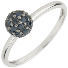 Ring Bird of Paradise - ball - white gold and blue sapphire