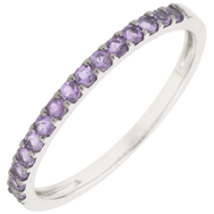 Ring Bird of Paradise - one line - white gold and amethyst