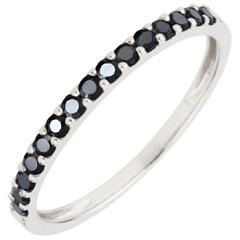 Ring Bird of Paradise - one line - white gold and black diamonds