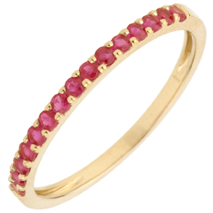 Ring Bird of Paradise - one line - yellow gold and ruby