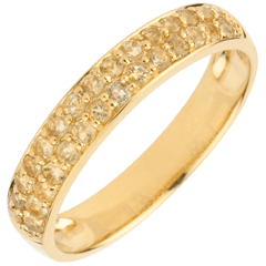 Ring Bird of Paradise - two lines - yellow gold and yellow citrine