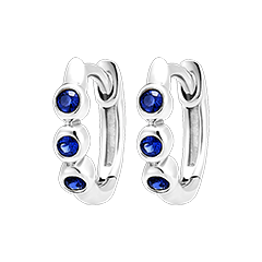 Hoop Earrings Bird of Paradise - Trio Sapphire - 18 carat white gold and sapphires