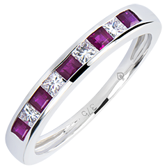 Wedding Ring Colourful Origin - white gold 18 carats, sapphires and diamonds
