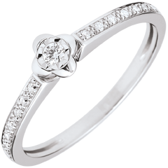 Ring Ontluiking - Solitaire - Pivoine - 0,03 karaat - 18 karaat witgoud