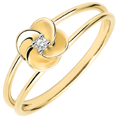 Ring Ontluiking - Eerste roze - 9 karaat geelgoud met diamant - 9 karaat
