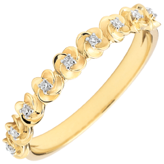 Ring Ontluiking - Kroon van rozen - klein model - 18 karaat geelgoud met Diamanten