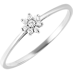Ring Bloei - Daisy - 9 karaat witgoud en diamanten