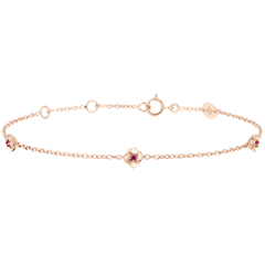 Armband Ontluiking - Kroon van rozen - robijn - roségoud 9 karaat