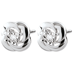 Oorbellen Ontluiking - Camellia - 9 karaat witgoud
