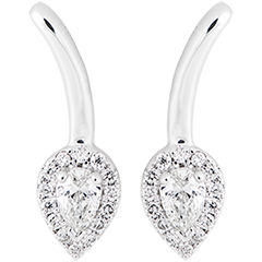 Oorbellen Bladknop - witgoud 9 karaat en diamanten