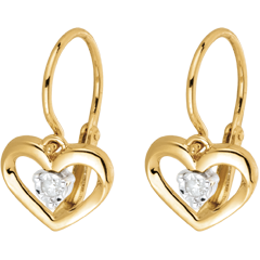 Orecchini Amore Mio - Oro giallo - 18 carati - 2 Diamanti 