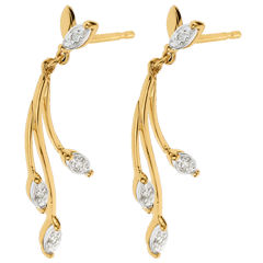 Orecchini Vegetazione lussureggiante - Oro bianco e Oro giallo - 18 carati - 8 Diamanti